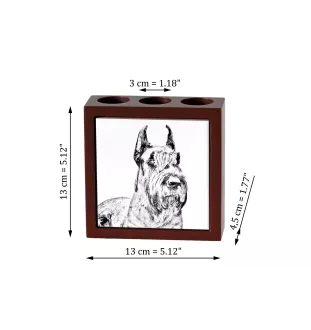 Schnauzer I - pen holder with a dog, desk organizer with a print, personalized desk decoration from the Art-Dog brand.