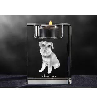 Schnauzer - Kerzenhalter mit Hundefoto, Teelichthalter aus Kristall, personalisiertes Geschenk der Marke Art-Dog