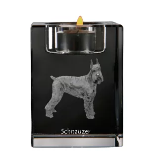 Schnauzer I - Kerzenhalter mit Hundefoto, Teelichthalter aus Kristall, personalisiertes Geschenk der Marke Art-Dog