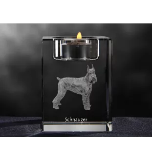 Schnauzer I - Candle holder with dog photo, crystal tealight holder, personalised gift by Art-Dog brand