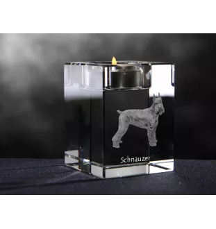 Schnauzer I - Candle holder with dog photo, crystal tealight holder, personalised gift by Art-Dog brand