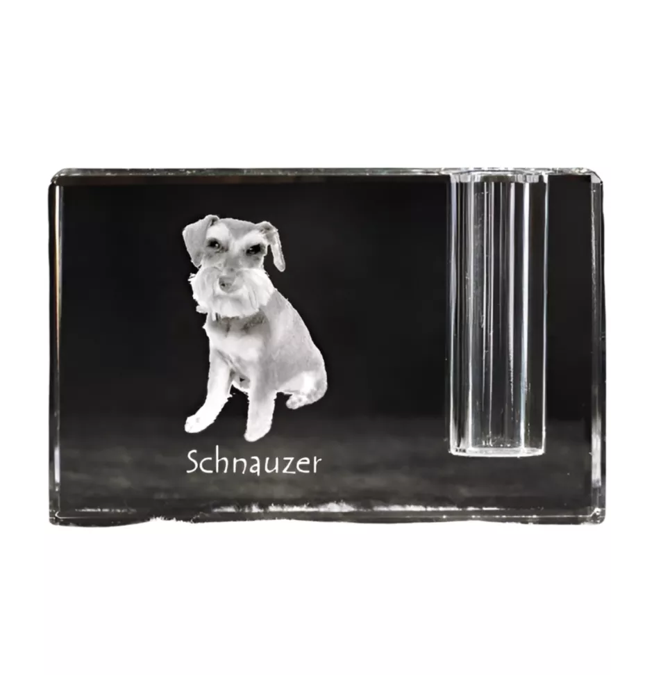 Schnauzer - Stifthalter, Kristallorganizer mit Hundefoto, einzigartige Schreibtischdekoration der Marke Art-Dog