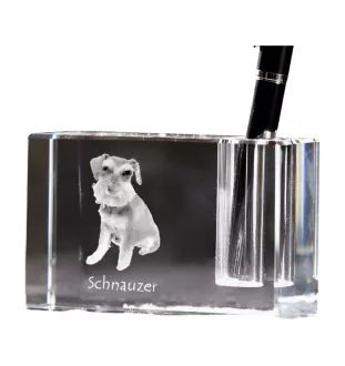 Schnauzer - Porte-stylos, organiseur en cristal avec photo de chien, décoration de bureau unique par la marque Art-Dog