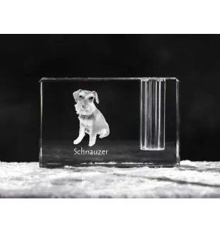 Schnauzer - Porte-stylos, organiseur en cristal avec photo de chien, décoration de bureau unique par la marque Art-Dog