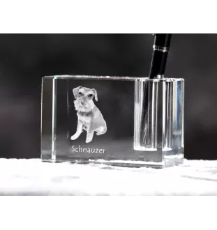 Schnauzer - Pen stand, crystal organiser with dog photo, unique desk decoration by Art-Dog brand