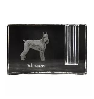 Schnauzer I - Stifthalter, Kristallorganizer mit Hundefoto, einzigartige Schreibtischdekoration der Marke Art-Dog