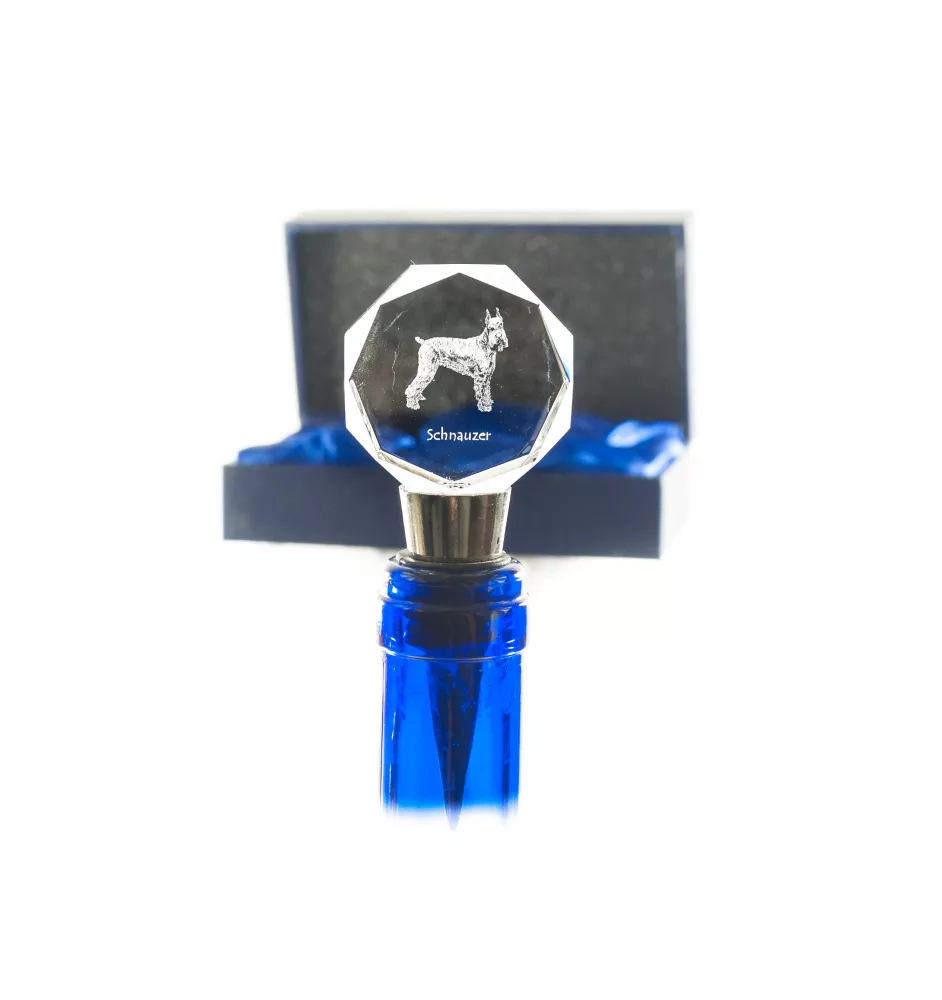 Schnauzer I - Flaschenverschluss, Weinverschluss aus Kristall mit Foto, personalisiertes Geschenk für Barkeeper der Marke Art-Dog