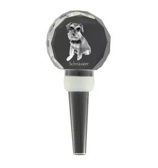 Schnauzer - Crystal bottle stopper, unique wine stopper with photo, personalised gift for sommelier by Art-Dog brand