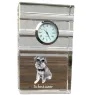 Schnauzer - une horloge en verre avec une photo, une photo de chien dans un cristal, une horloge de bureau personnalisée de la marque Art-Dog