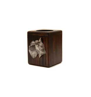 Schnauzer - wooden candle holder with a dog, a unique souvenir after losing a dog, a handicraft from the Art-Dog brand