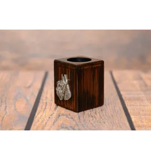 Schnauzer I - wooden candle holder with a dog, a unique souvenir after losing a dog, a handicraft from the Art-Dog brand