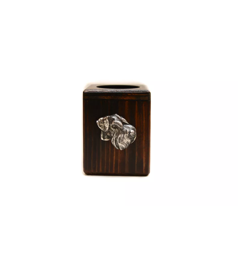 Schnauzer IV - wooden candle holder with a dog, a unique souvenir after losing a dog, a handicraft from the Art-Dog brand