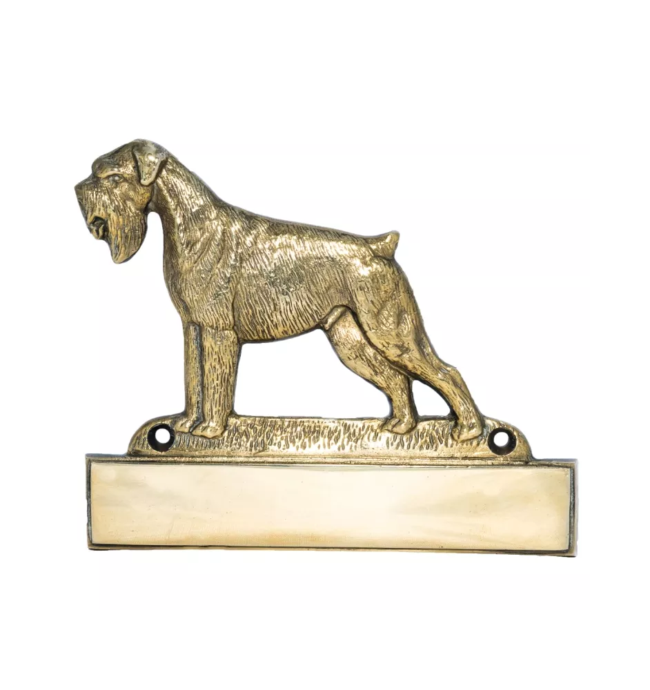Schnauzer - Haustürschild mit Hund, Messingschild mit Namen, personalisiertes Türschild mit Markennamen Art-Dog