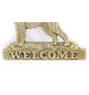 Schnauzer I - Türschild mit Hund, messingfarbenes Willkommensschild, einzigartiges Schild mit der Aufschrift Welcome von der Marke Art-Dog