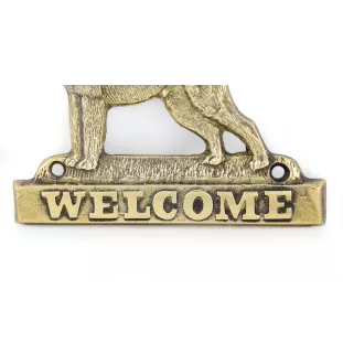 Schnauzer II - Türschild mit Hund, messingfarbenes Willkommensschild, einzigartiges Schild mit der Aufschrift Welcome von der Marke Art-Dog