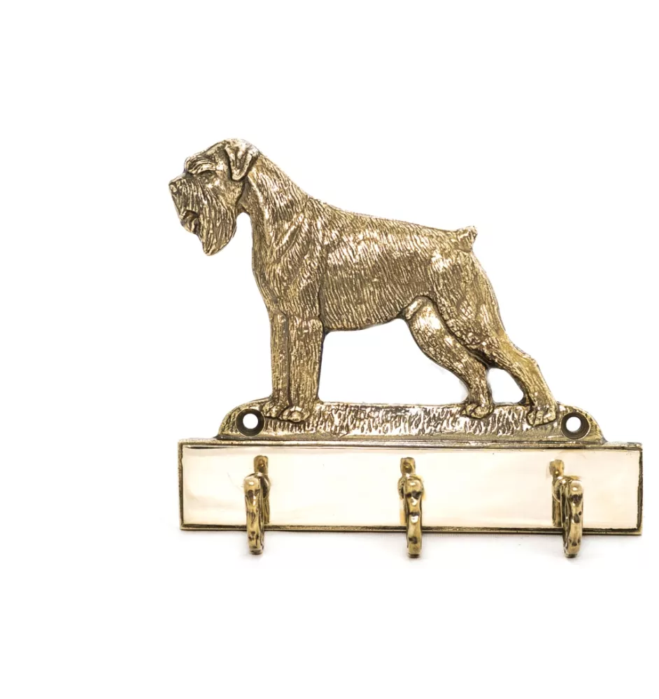 Schnauzer - porte-clés avec chien, support en laiton pour accessoires pour chiens, élégante décoration pour le couloir de la marque Art-Dog