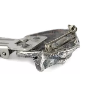 Schnauzer I - Brosche mit Clip, Startnummernhalter, versilberte Anstecknadel für Hundeausstellungen der Marke Art-Dog