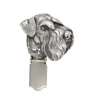 Schnauzer I - Brosche mit Clip, Startnummernhalter, versilberte Anstecknadel für Hundeausstellungen der Marke Art-Dog