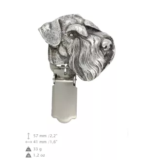 Schnauzer I - Brosche mit Clip, Startnummernhalter, versilberte Anstecknadel für Hundeausstellungen der Marke Art-Dog