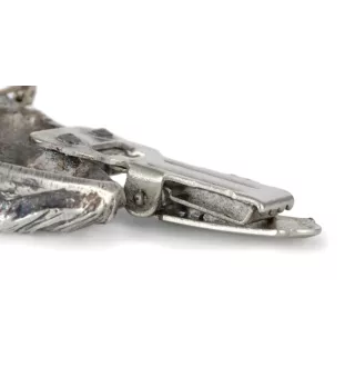 Schnauzer I - Brosche mit Clip, Startnummernhalter, versilberte Anstecknadel für Hundeausstellungen der Marke Art-Dog