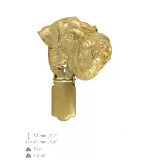 Schnauzer I - broche avec pince, support doré pour numéro de départ, cadeau pour exposition de chiens de la marque Art-Dog