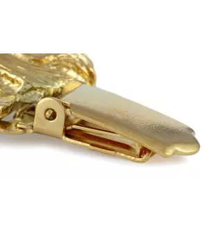 Schnauzer I - brooch with a clip, gold-plated holder for a start number, a gift for a dog show by Art-Dog brand.
