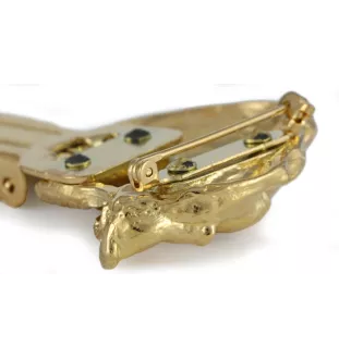 Schnauzer I - brooch with a clip, gold-plated holder for a start number, a gift for a dog show by Art-Dog brand.