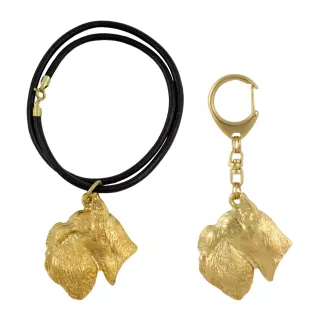 Schnauzer I - porte-clés et collier avec chien dans une boîte, produit plaqué or de haute qualité, marque Art-Dog