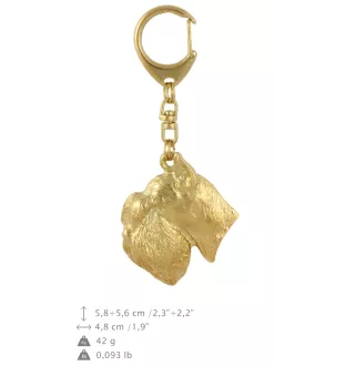 Schnauzer I - keychain and necklace with a dog in a box, high-quality gold-plated product, Art-Dog brand