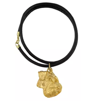 Schnauzer IV - keychain and necklace with a dog in a box, high-quality gold-plated product, Art-Dog brand