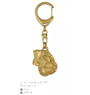 Schnauzer IV - keychain and necklace with a dog in a box, high-quality gold-plated product, Art-Dog brand