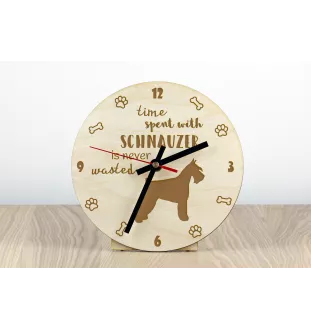 Schnauzer I - clock with a dog, wooden clock, wall clock for dog lovers, clock for desk and shelf, Art-Dog