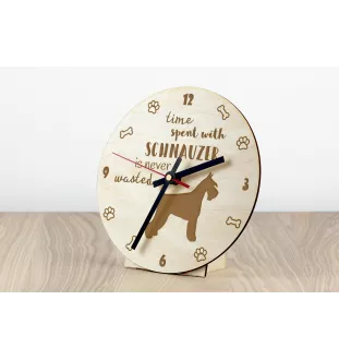 Schnauzer I - clock with a dog, wooden clock, wall clock for dog lovers, clock for desk and shelf, Art-Dog