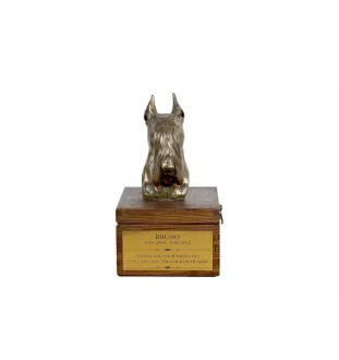 Schnauzer I - urn for dog ashes with a statuette, small urn for a dog, personalized urn with a bust of a dog by Art-Dog brand