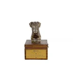 Schnauzer II - urn for dog ashes with a statuette, small urn for a dog, personalized urn with a bust of a dog by Art-Dog brand