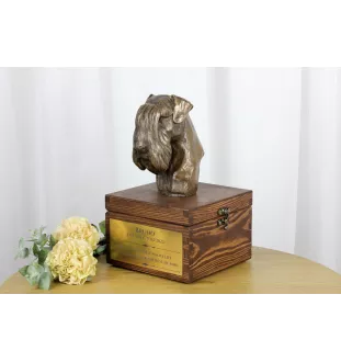 Schnauzer II - urn for dog ashes with a statuette, small urn for a dog, personalized urn with a bust of a dog by Art-Dog brand