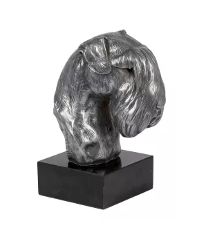 Schnauzer I - figurine en marbre, recouverte de métal argenté, fabriquée à la main, marque Art-Dog