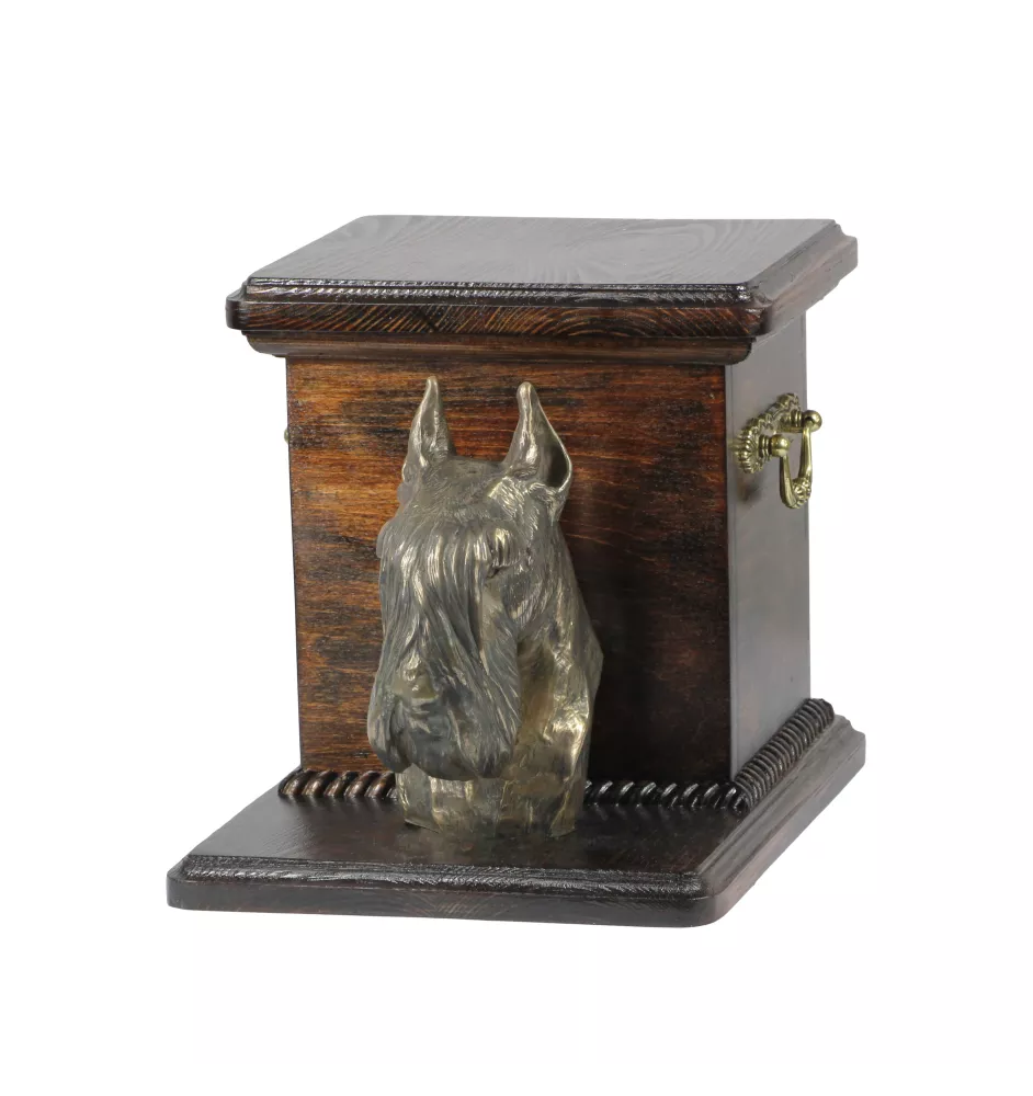 Schnauzer I - urn for dog ashes with a statuette, elegant urn for a dog, unique urn with a bust of a dog by Art-Dog brand