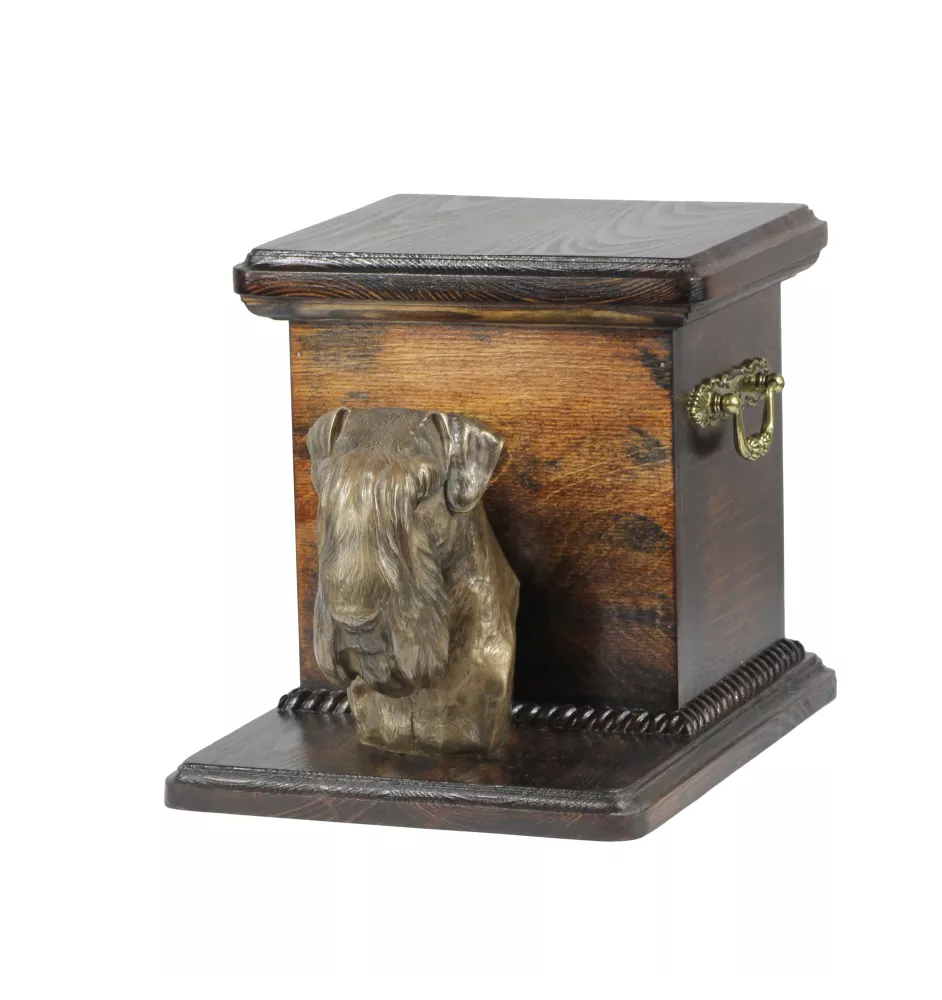 Schnauzer II - urn for dog ashes with a statuette, elegant urn for a dog, unique urn with a bust of a dog by Art-Dog brand