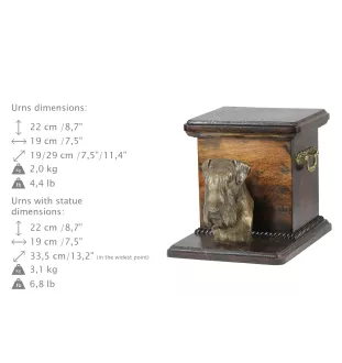 Schnauzer II - urn for dog ashes with a statuette, elegant urn for a dog, unique urn with a bust of a dog by Art-Dog brand