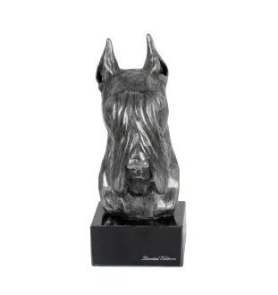 Schnauzer - Figur auf Marmor, mit Silbermetall überzogen, handgefertigt, Marke Art-Dog