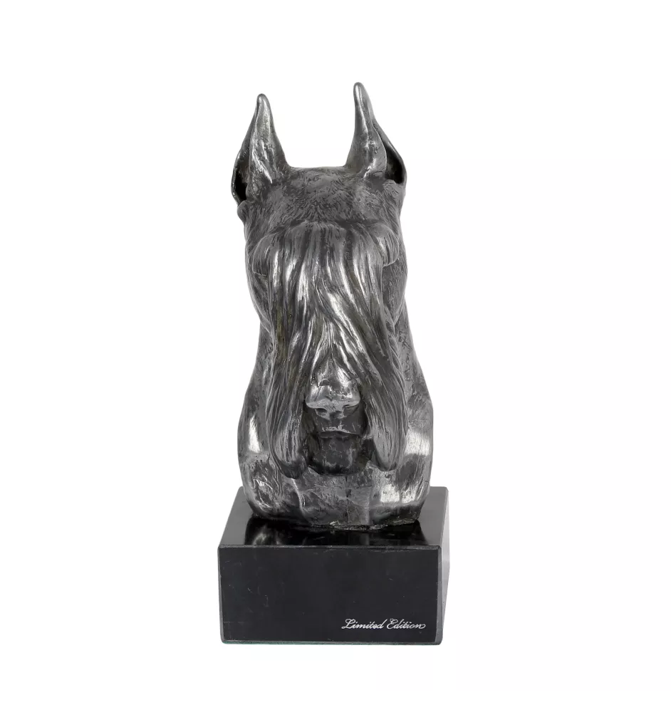 Schnauzer - Figur auf Marmor, mit Silbermetall überzogen, handgefertigt, Marke Art-Dog