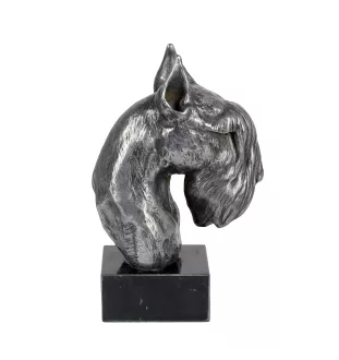 Schnauzer - Figur auf Marmor, mit Silbermetall überzogen, handgefertigt, Marke Art-Dog