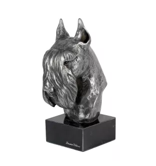 Schnauzer - Figur auf Marmor, mit Silbermetall überzogen, handgefertigt, Marke Art-Dog