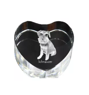Schnauzer - une photo de chien dans un cristal, un cœur en cristal, un cadre photo exceptionnel de la marque Art-Dog
