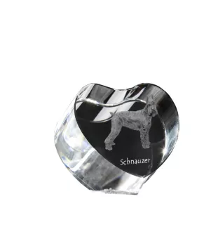 Schnauzer I - a photo of a dog in crystal, crystal heart, unique photo frame from the Art-Dog brand