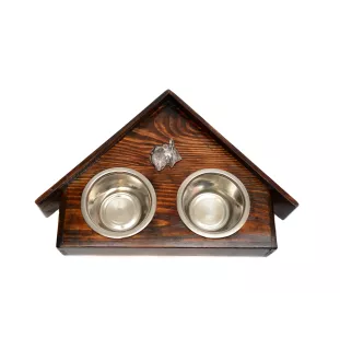 Schnauzer - wooden stand with bowls for a dog, decorative dog bowls, a gift for adopting a dog from the Art-Dog brand