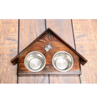 Schnauzer - support en bois avec des bols pour chien, bols pour chien décoratifs, cadeau pour l'adoption d'un chien de la marque Art-Dog