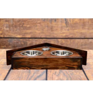 Schnauzer - wooden stand with bowls for a dog, decorative dog bowls, a gift for adopting a dog from the Art-Dog brand