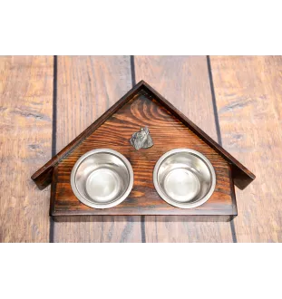 Schnauzer I - support en bois avec des bols pour chien, bols pour chien décoratifs, cadeau pour l'adoption d'un chien de la marque Art-Dog